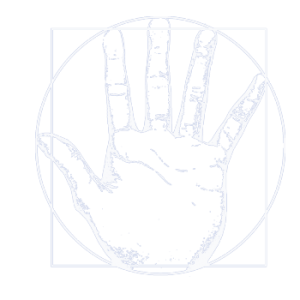 logo-du-cabinet-d'ostéopathie-de-cébazat-de-Basile-Naegelen-avec-une-main-reprenant-l'Homme-de-Vitruve-en-blanc